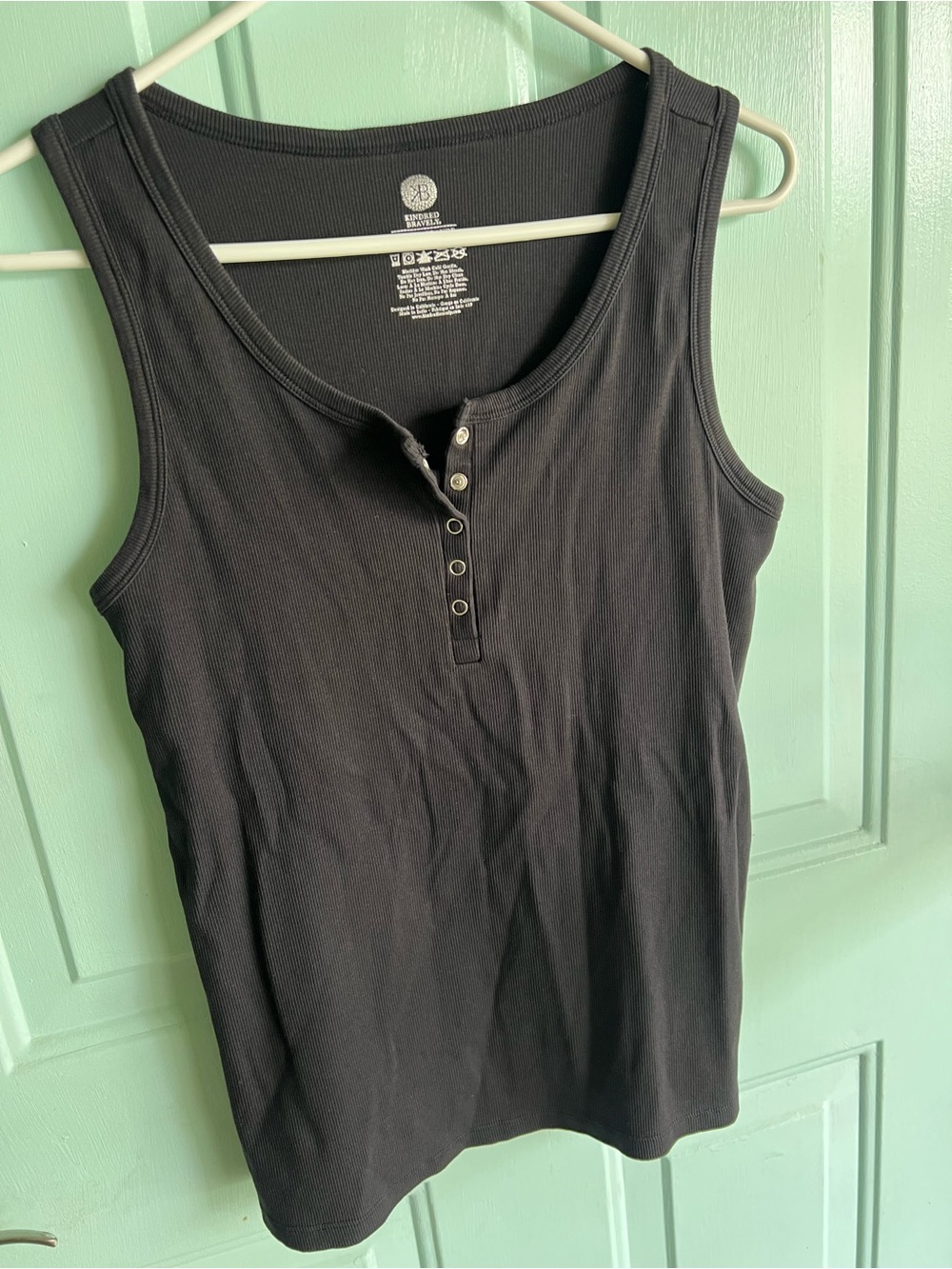 Kindred Bravely Nursing/Maternity Black Ribbed Henley Tank Top Size Large